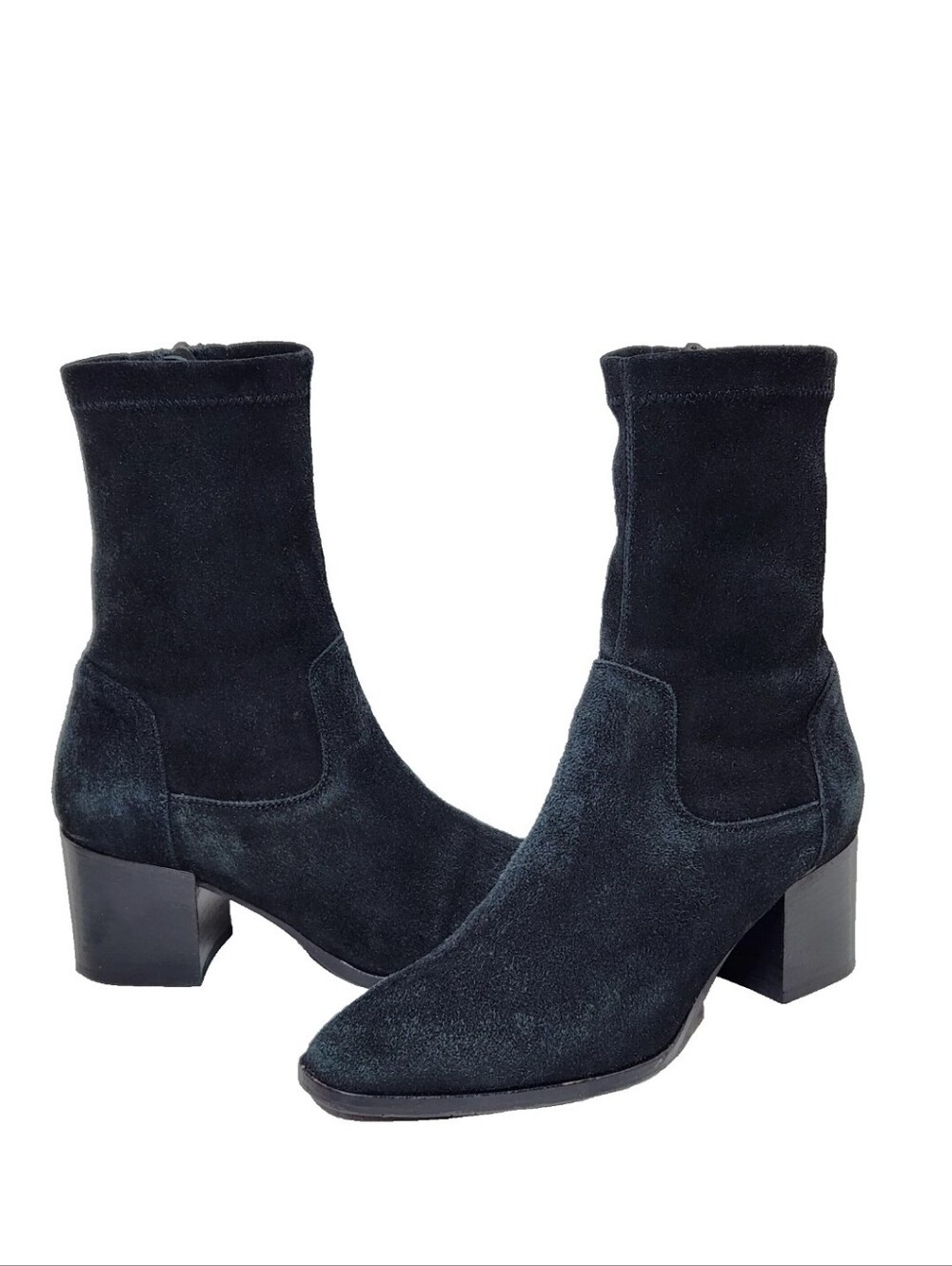 AQUATALIA Stassi Weatherproof Booties Sz 7 Black Suede Side Zip Stretch